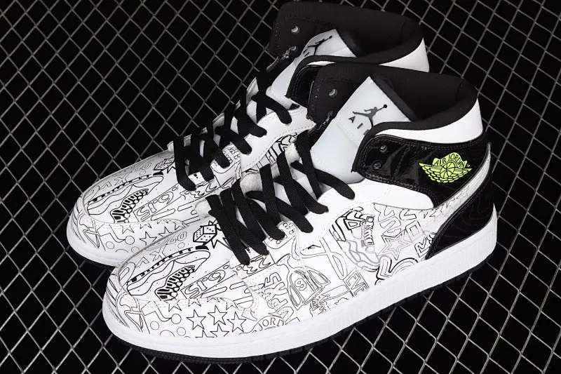 All categories Air Jordan Jordan series basketball shoes Air Jordan 1 Mid Air Jordan 1 Mid SE AJ1 Joe 1 white and black mid-top basketball shoes DC4099-100